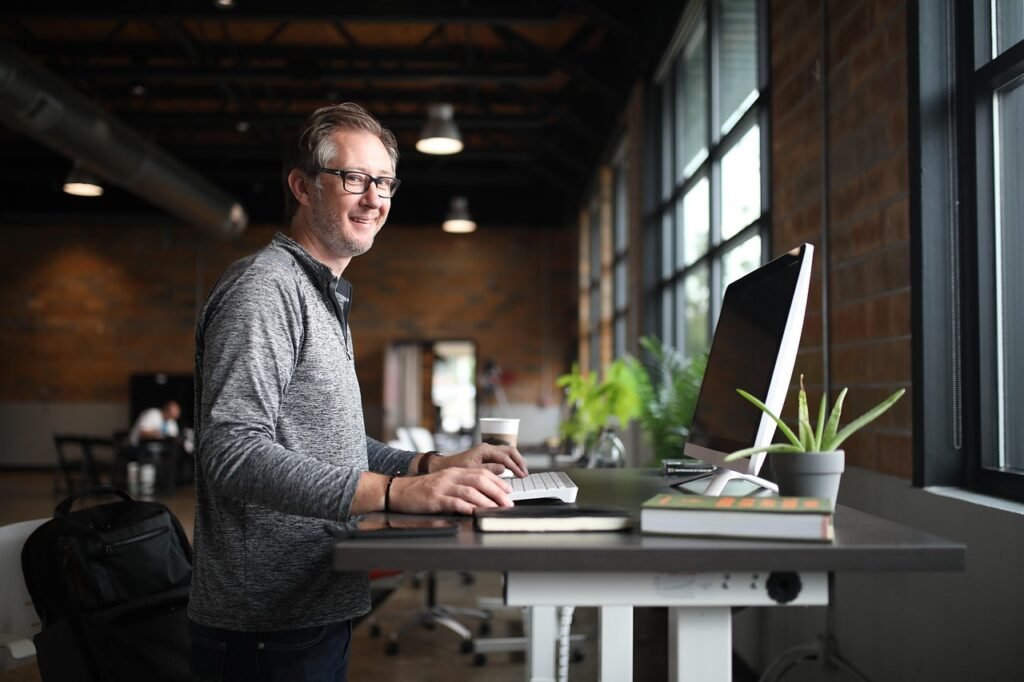 cinematic modern professional workplace portrait
